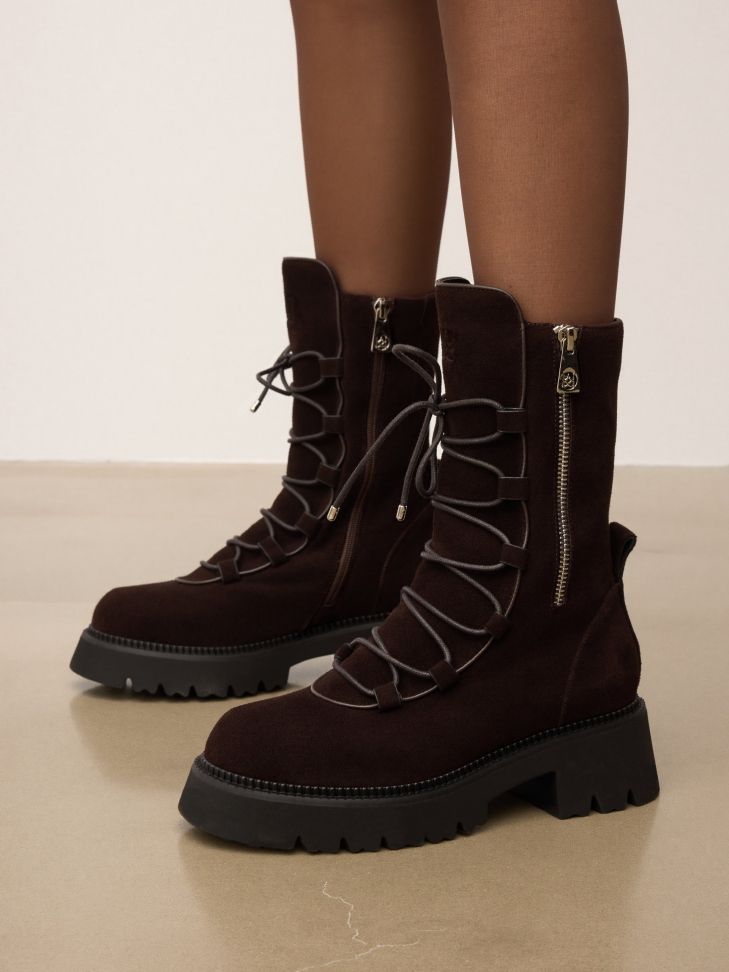 Laarzen met rits en decoratieve vetersluiting ELBA