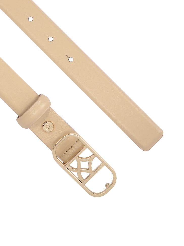 Smalle beige riem met opvallende gesp  NOLLY