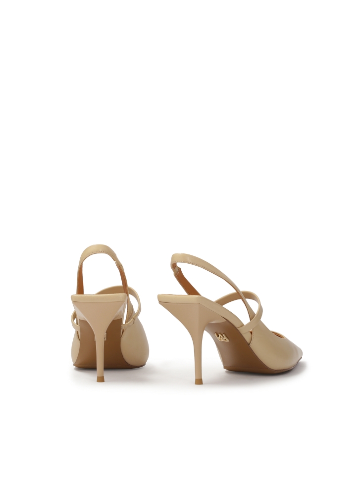 Beige pumps met open vierkante hak CAITLIN