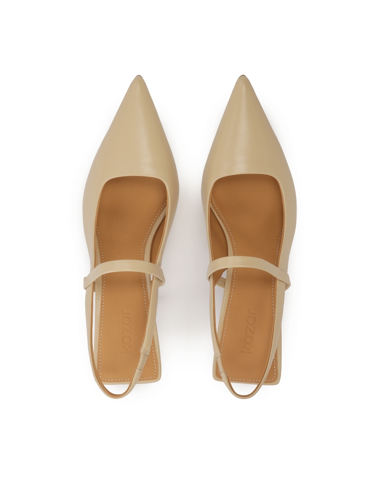 Beige pumps met open vierkante hak CAITLIN