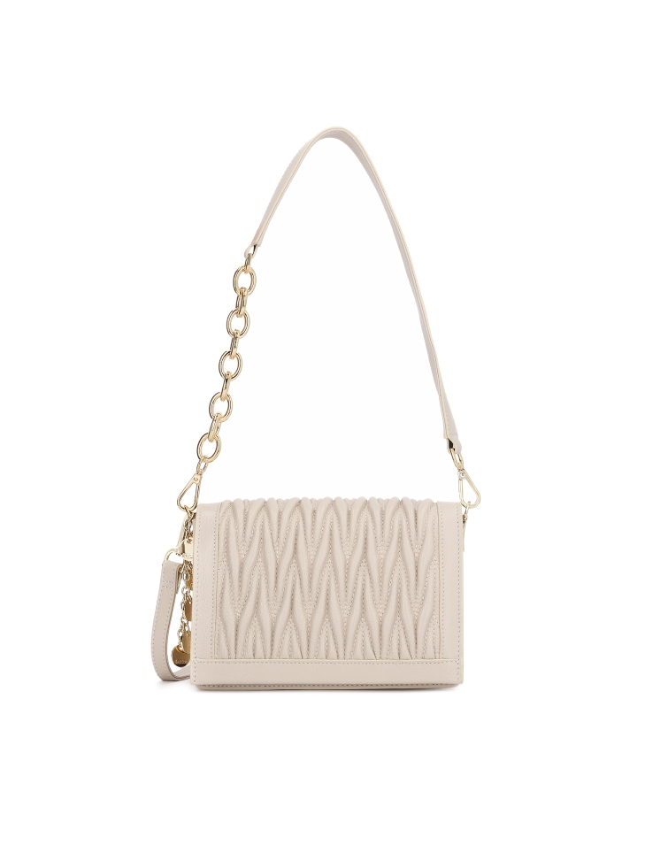 Leren handtas met decoratieve drapering op de klep JONNA