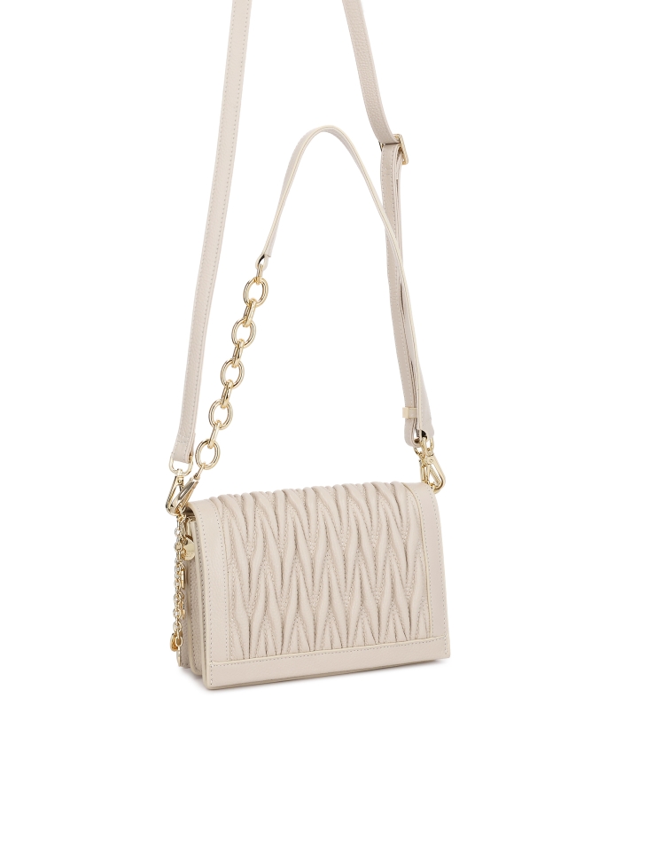 Leren handtas met decoratieve drapering op de klep JONNA