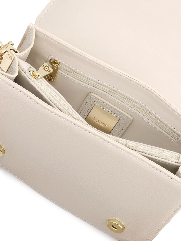 Leren handtas met decoratieve drapering op de klep JONNA