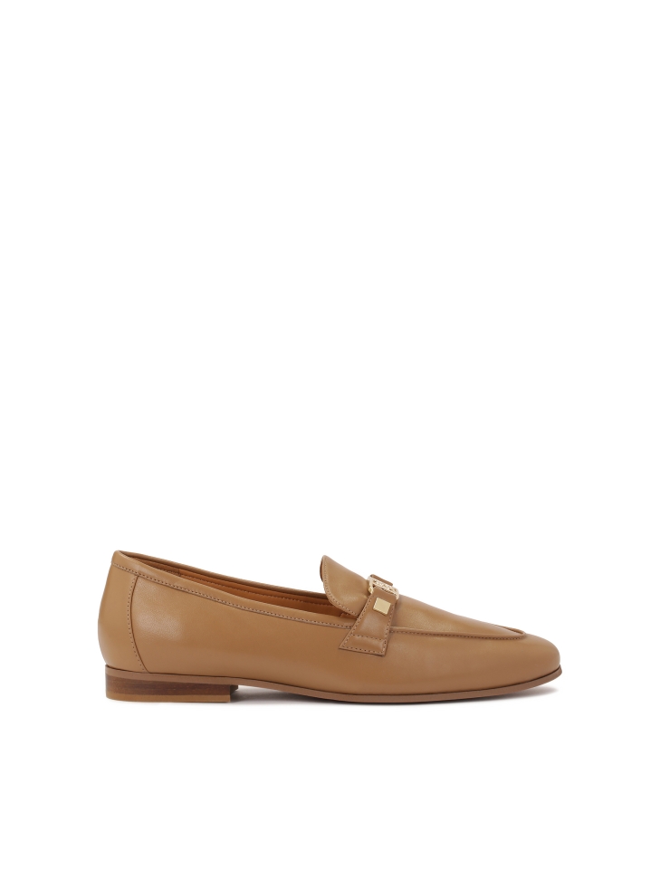 Lichtbruine leren loafers voor dames HONORINE