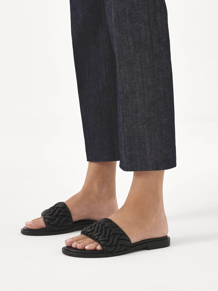 Zwart leren dia's met gekreukelde band JOVITE