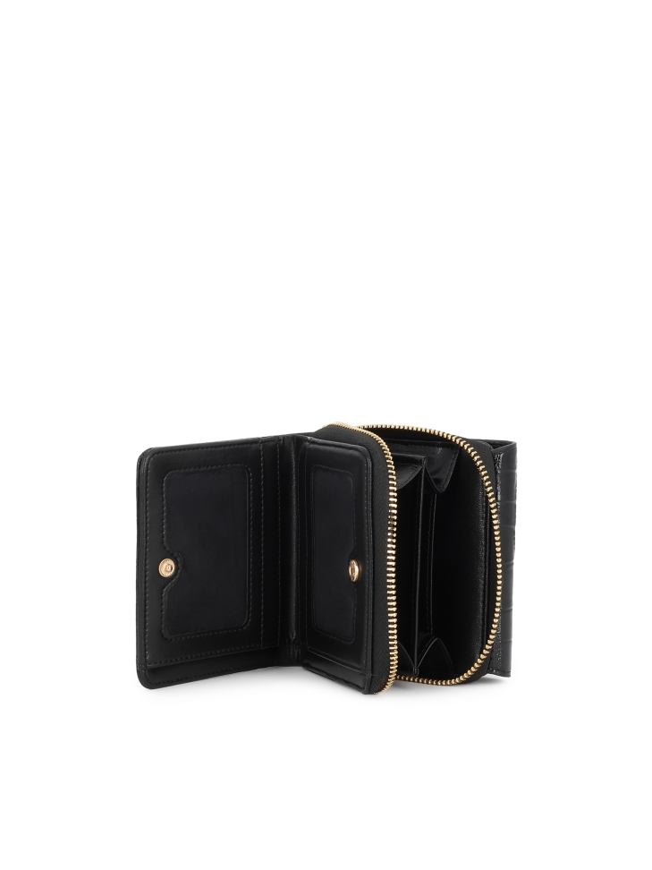 Damesportemonnee van zwart reliëfleer AMALA