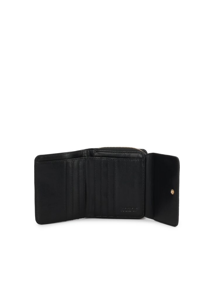 Damesportemonnee van zwart reliëfleer AMALA