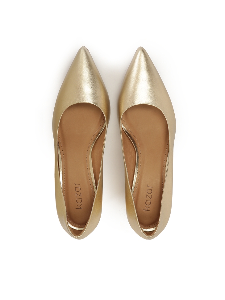 Gouden pumps met brede hak EYELYN