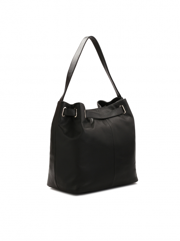 Versierd met een riem zwart lederen handtas SAFIE