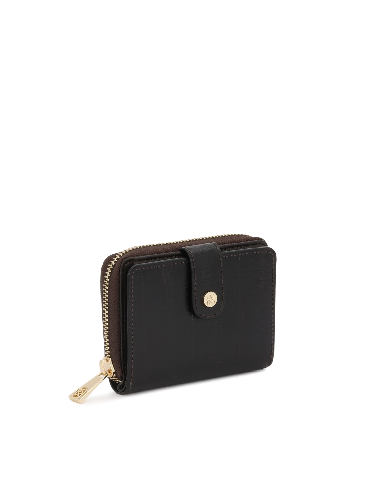 Bruine portemonnee van palingleer met reliëf ARIYAH