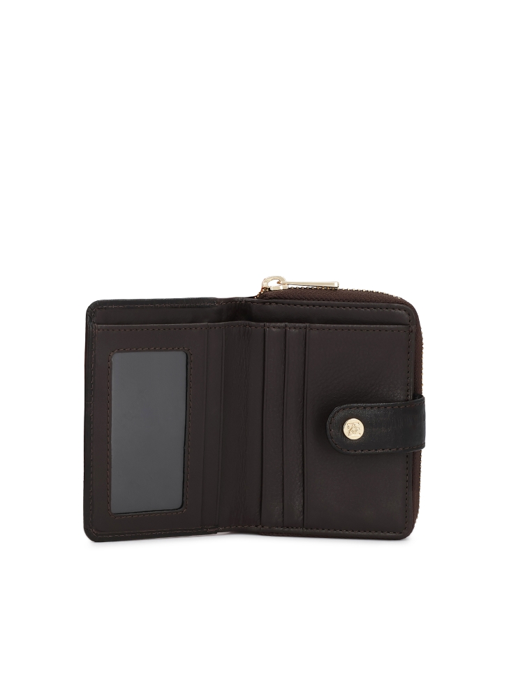 Bruine portemonnee van palingleer met reliëf ARIYAH