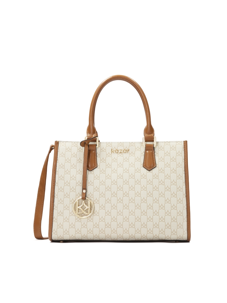 Handtas met twee handgrepen versierd met monogrammen NAFI