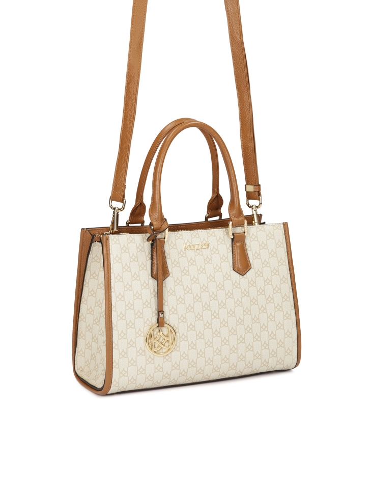 Handtas met twee handgrepen versierd met monogrammen NAFI