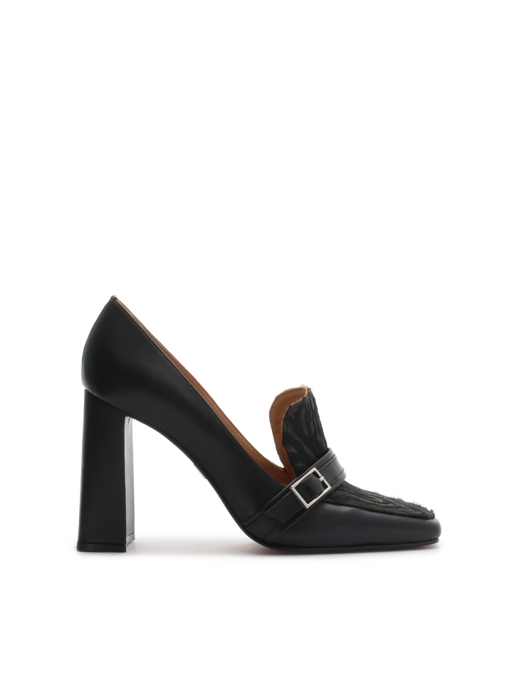 Zwarte naaldhakken met accenten van dierenprint ZELIA