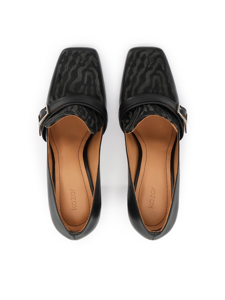 Zwarte naaldhakken met accenten van dierenprint ZELIA