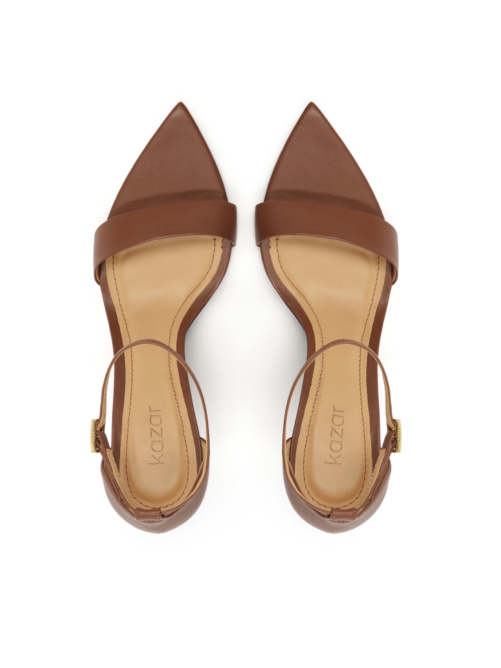 Bruine leren sandalen met plateauhak IRINA