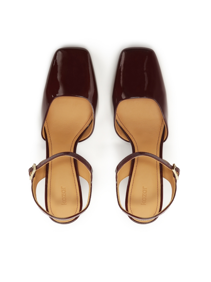 Maroon lakleren semi-open teen pumps DARYA