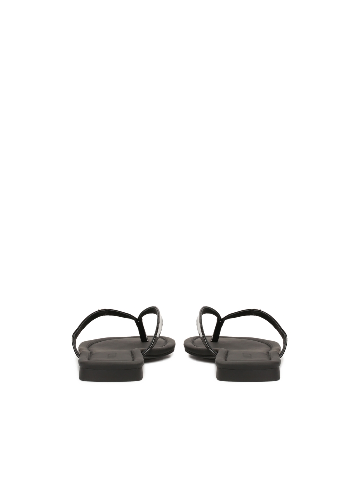 Zwarte teenslippers van lakleer SUN