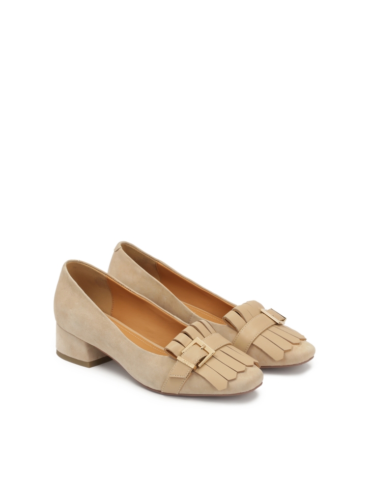 Lage pumps van suède en glad leer ESTELLE