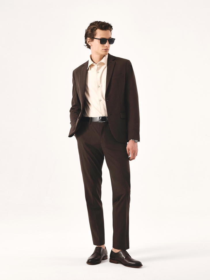 Bruine herenschoenen met overlappende neus AUXIOS