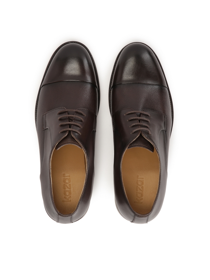 Bruine herenschoenen met overlappende neus AUXIOS