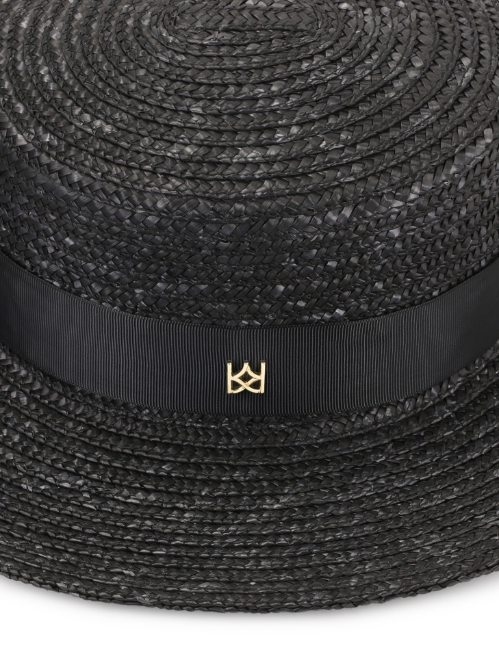 Zwarte strohoed met lint NANI