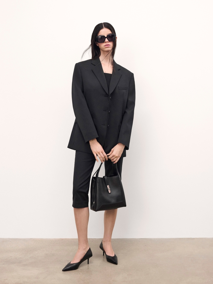 Zwarte elegante leren handtas LAURIE