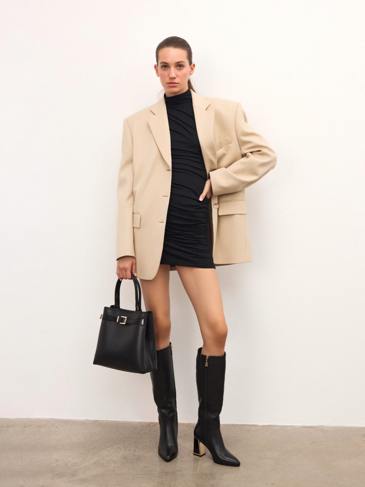 Zwarte elegante handtas met riem LAURIE