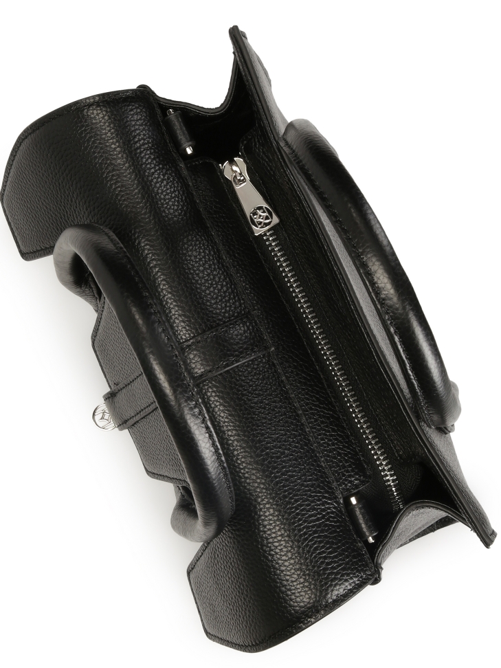 Zwarte handtas in de vorm van een hutkoffer FELICITE S