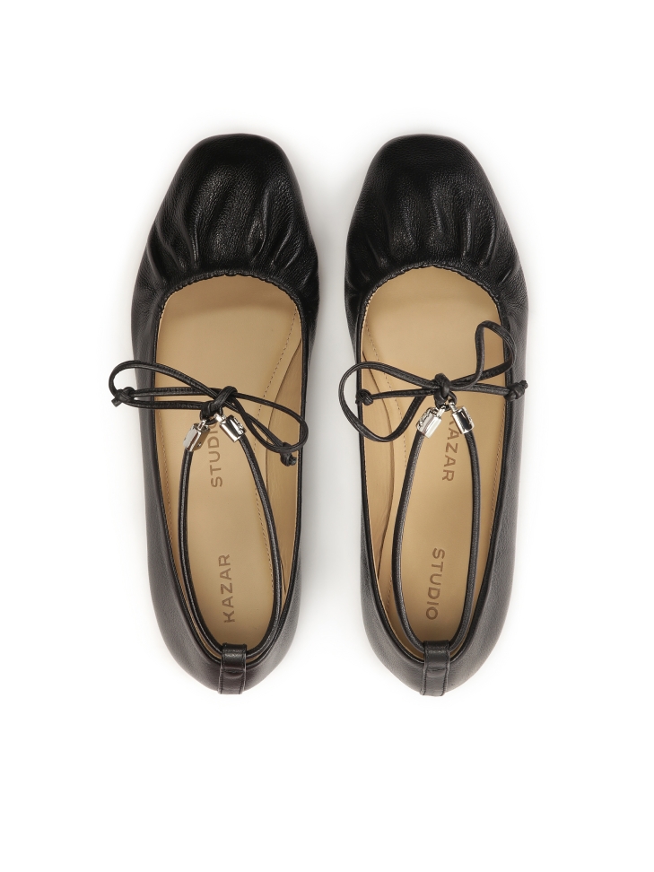 Zwart leren ballerina's KS SOLEIL