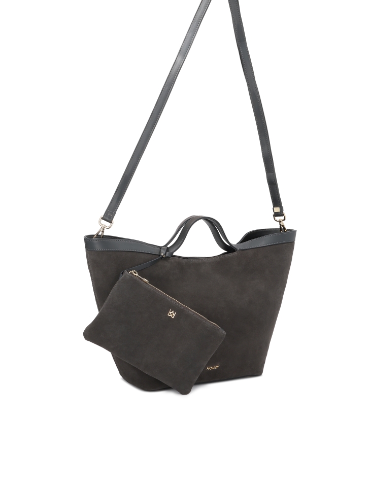 Grote handtas gemaakt van een combinatie van suède en natuurlijk leer RILEY