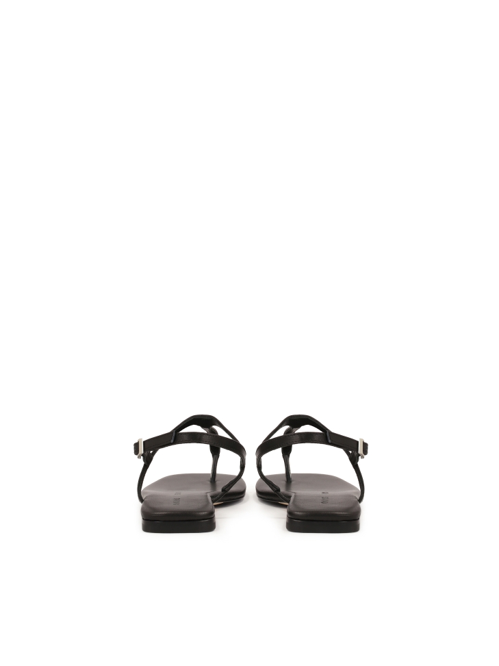 Zwart leren sandalen met vierkante teen KS MURIEL