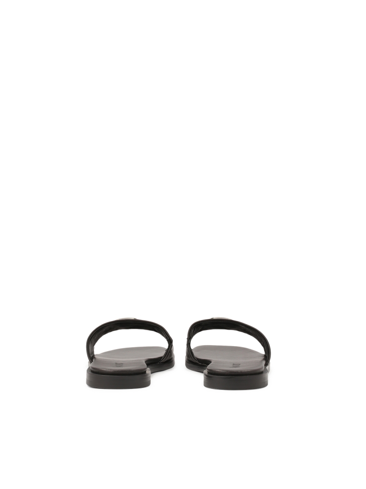 Zwart lederen glijbanen met zilveren monogram KAZAR FRIDA