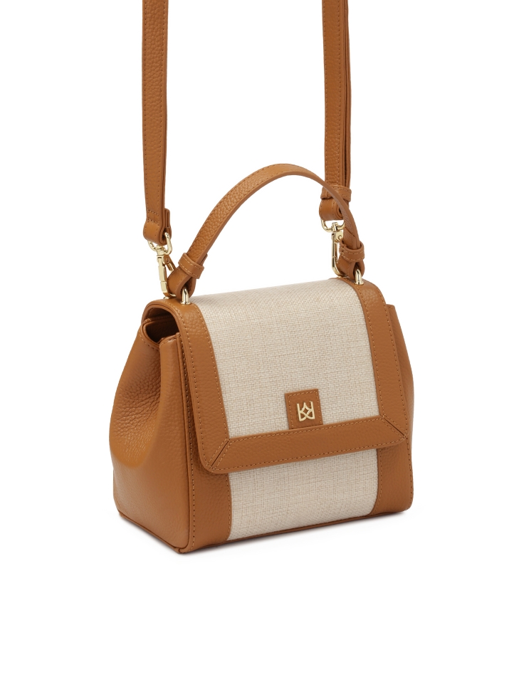 Tweekleurige handtas van gecombineerde materialen KRISTENA