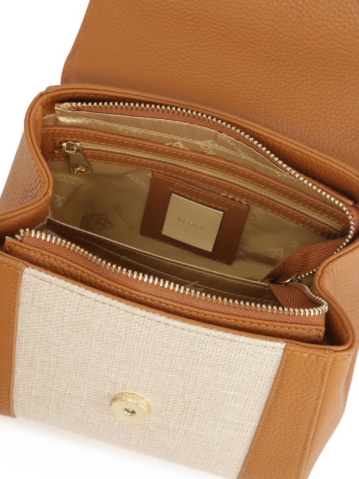 Tweekleurige handtas van gecombineerde materialen KRISTENA