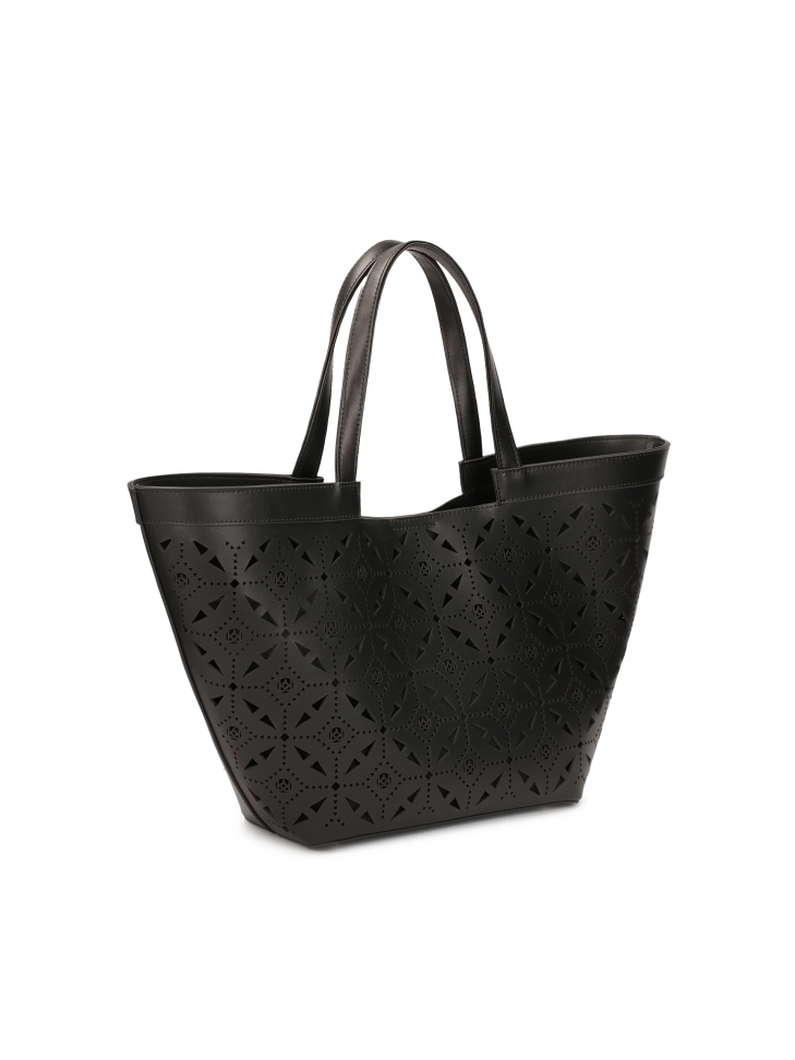 Leren boottas met opengewerkt patroon NAN