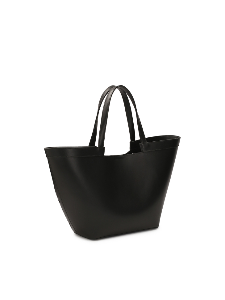 Leren boottas met opengewerkt patroon NAN