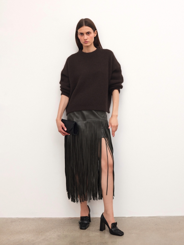 Langwerpig avondtasje met borstelharen COVA