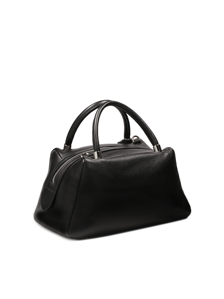 Zachte leren handtas met handvatten en riem WENNY