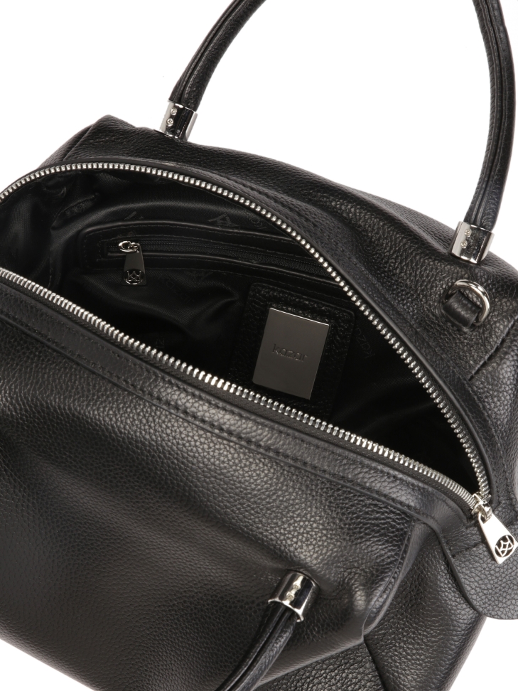 Zachte leren handtas met handvatten en riem WENNY