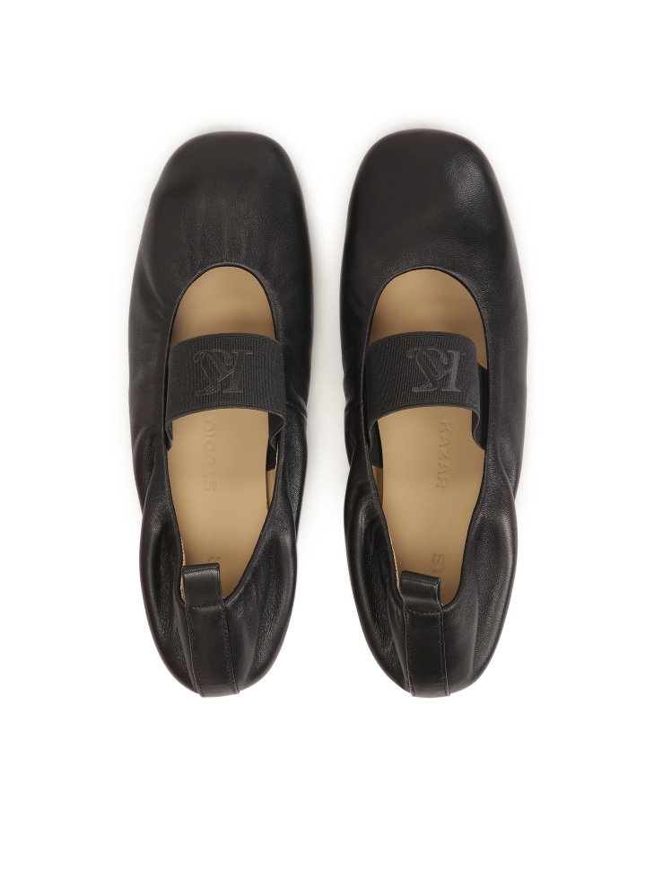 Zwarte ballerina's met elastische band  KS AVRIL