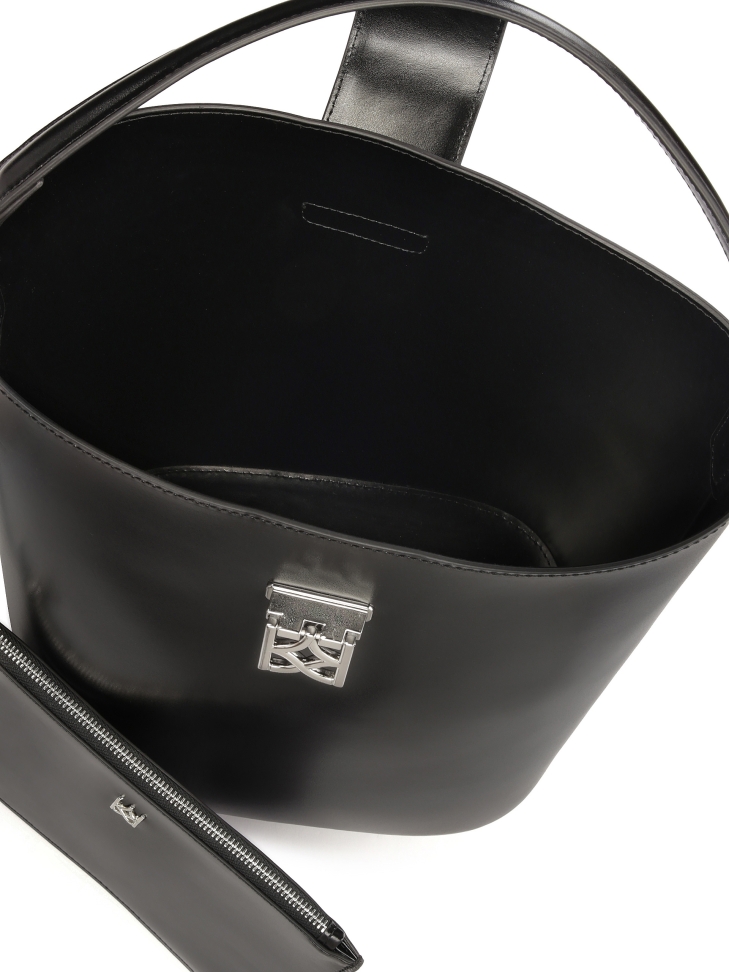 Zwarte stevige handtas met etui ARTE