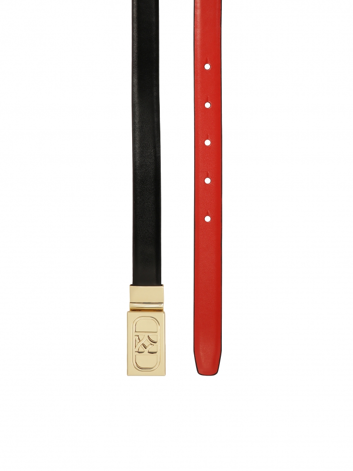 Rode en zwarte dubbelzijdige riem met draaibare gesp ROYALTY