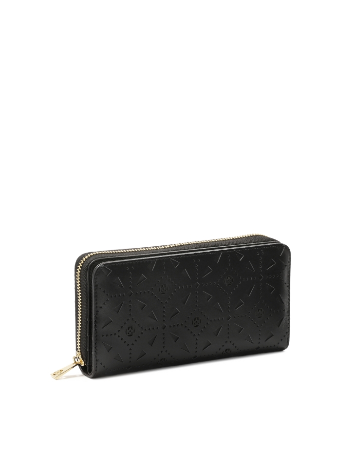 Opengewerkte langwerpige portemonnee volgens het patroon van de auteur ROLETTE