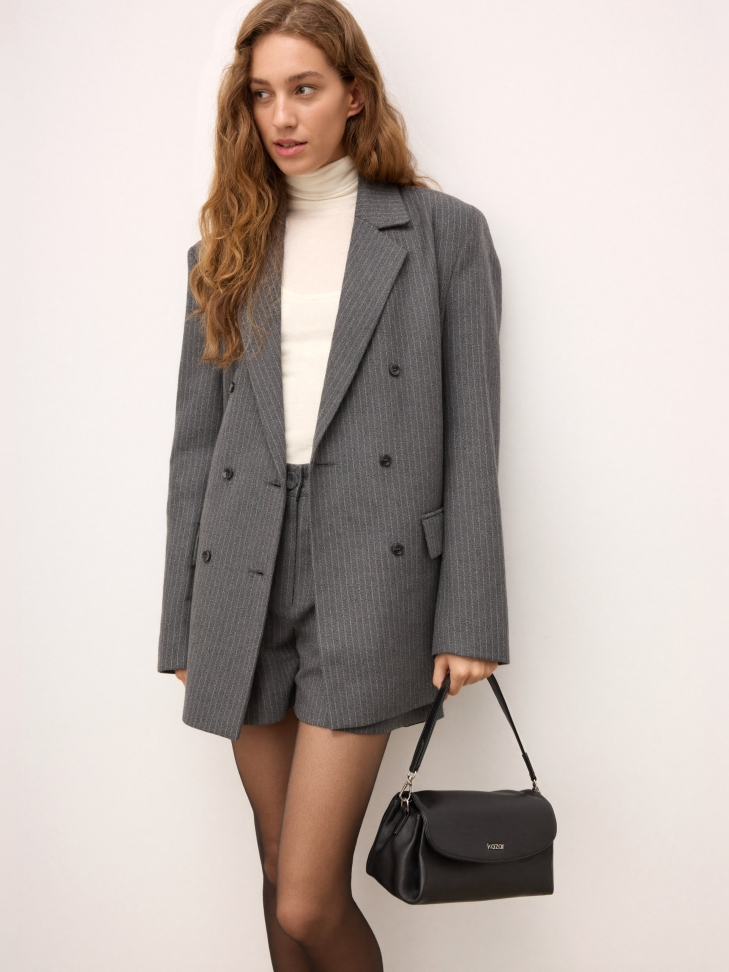 Zwart leren handtas met afneembare riemen ASTRE