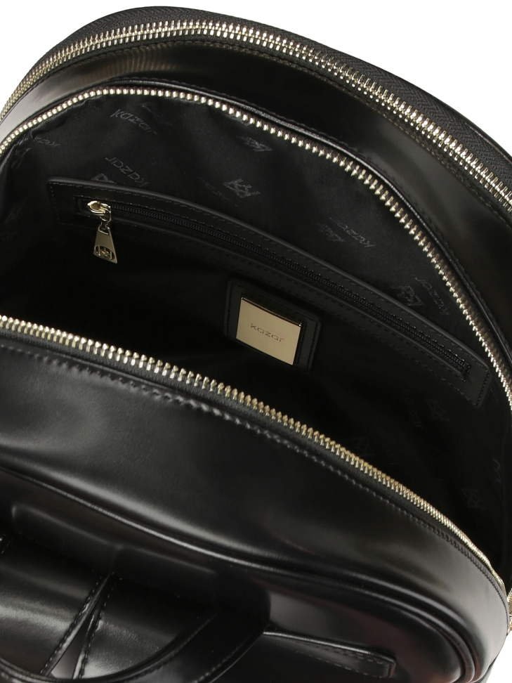 Zwart leren rugzak met voorvak OAKLYNN