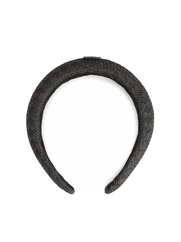 Zwarte gevlochten papieren strooien hoofdband MOANA