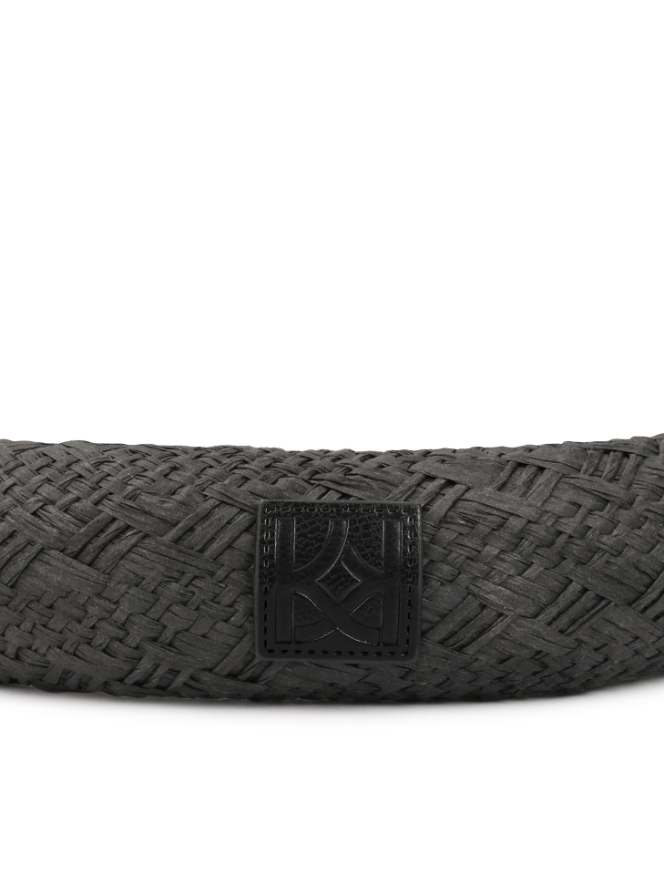 Zwarte gevlochten papieren strooien hoofdband MOANA