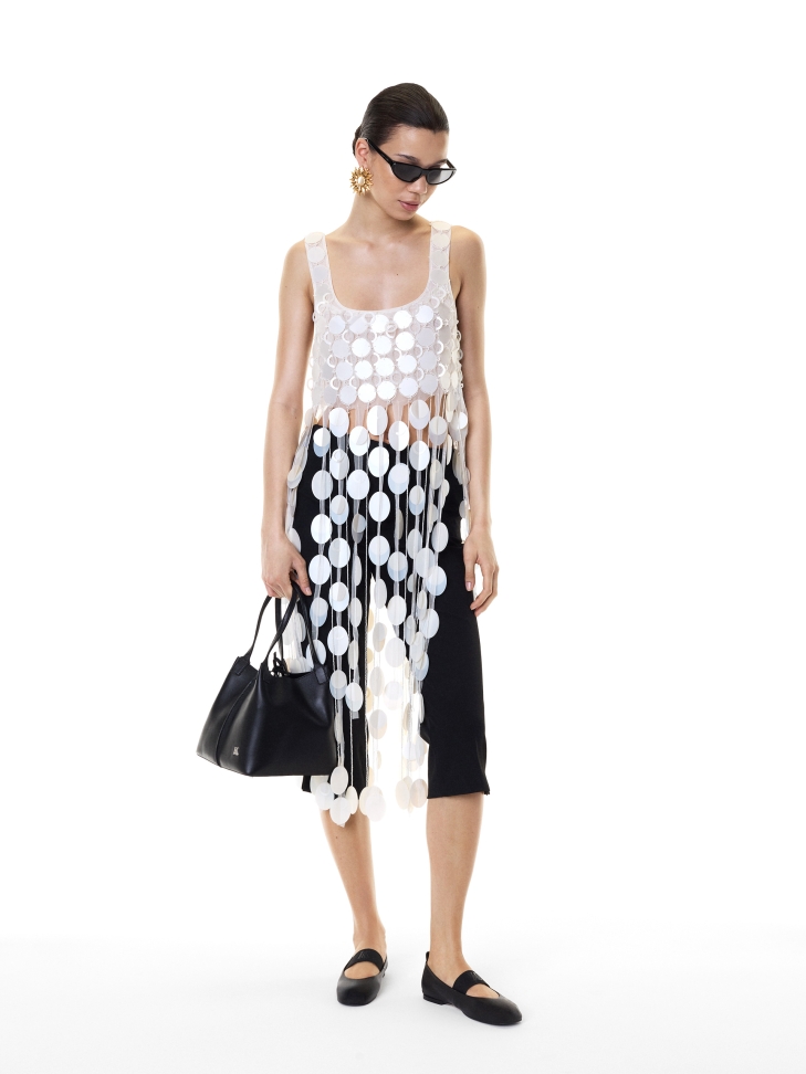 Gestaffelde zwarte handtas van zacht leer KS VIVIENE