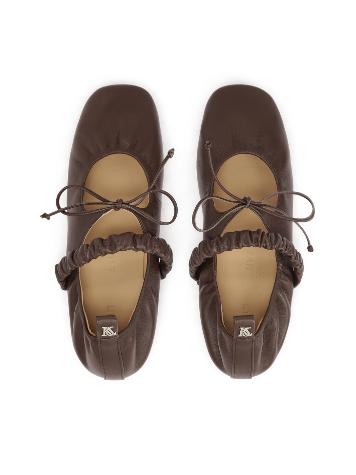 Leren ballerina's met bies en crinkle band KS AVRIL